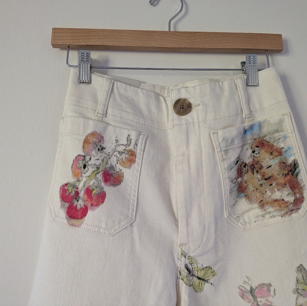 NWT Anthropologie Maeve Swan Gossip Colette Denim Crop Wide-Leg Jeans 27 Long - Picture 12 of 16